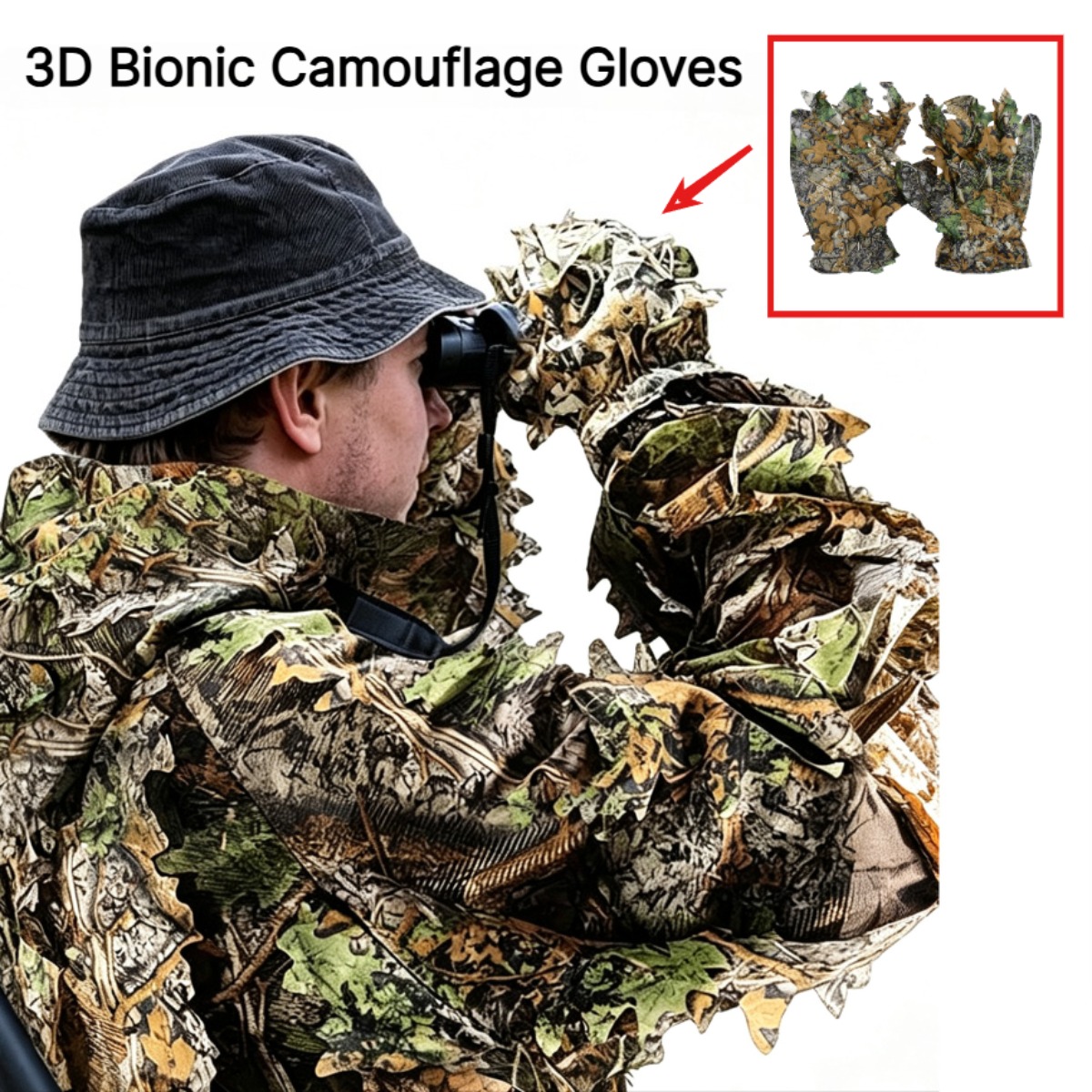 Outdoor Sport Gloves - 3D Camouflage Leaf Hunting Gloves Sneaky
