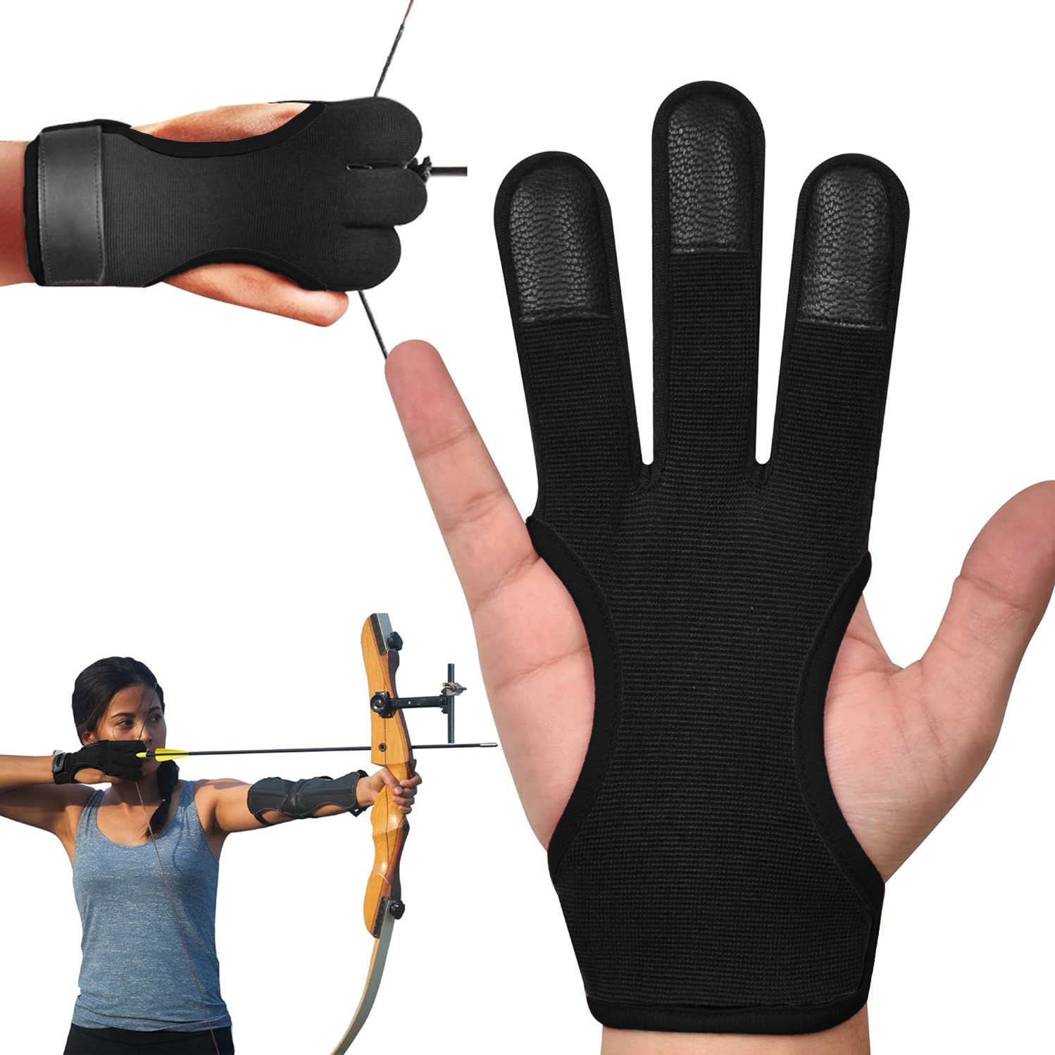 1PCS Archery 3 Fingers Glove G - Outdoor Sport Gloves review and price